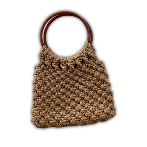 VTG Woven Bag Round Handle Beautiful Floral Design Interior Boho Chic Rattan EUC